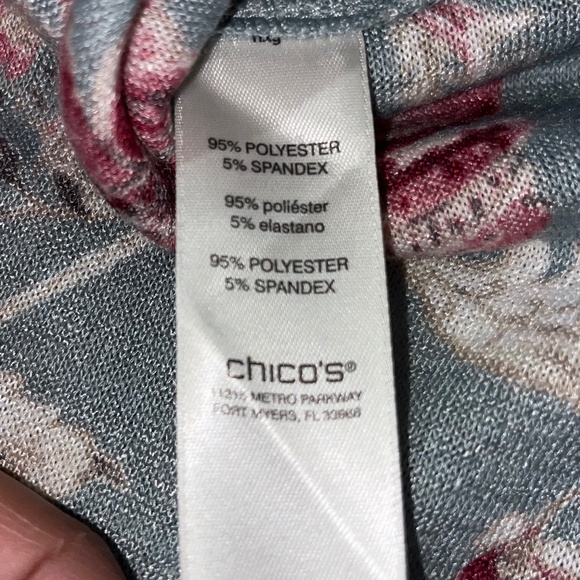 Chico’s Women’s Green Multi Floral Print Cowl Neck Fall/Winter Casual Shirt Sz-L - Picture 5 of 6